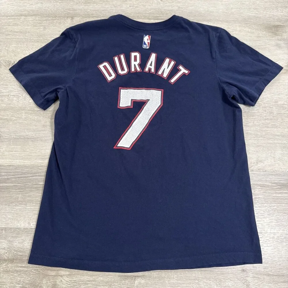 Kevin Durant Shirt Brooklyn Nets Nike Men's Blue Medium NBA #7 100% Cotton Tee